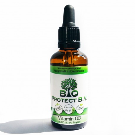 Vitamin D3 flüssig 50ml mit 2000 IE pro Tropfen ohne Zusatzstoffe von Bio Protect
